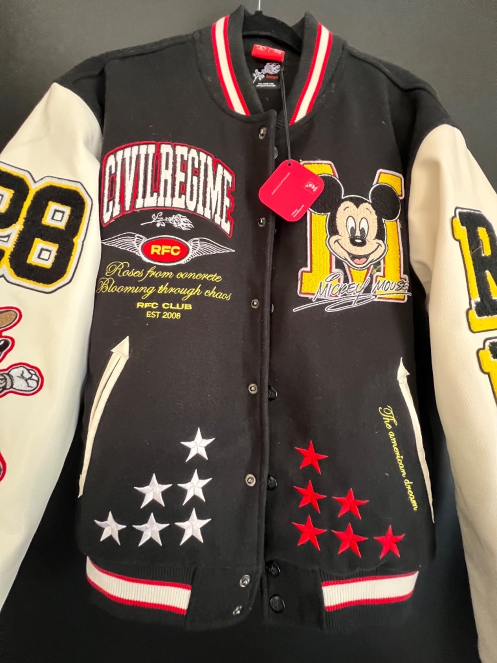 Civil Regime 2025 Mickey Mouse Varsity Jacket in Dark Navy - Picture 3 of 6